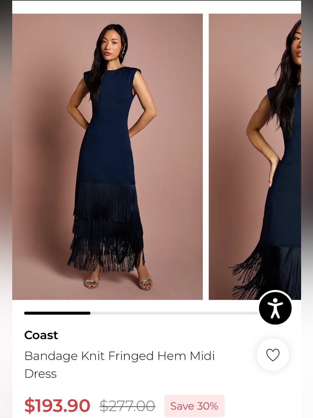 Bandage Knit Fringed Hem Midi Dress